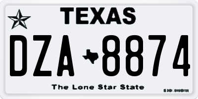 TX license plate DZA8874