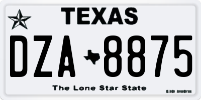 TX license plate DZA8875