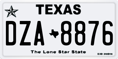 TX license plate DZA8876