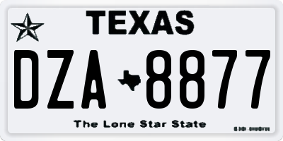 TX license plate DZA8877