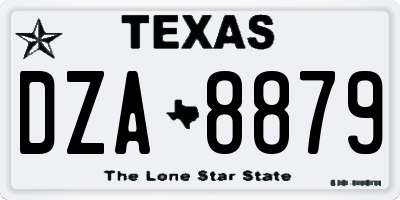 TX license plate DZA8879