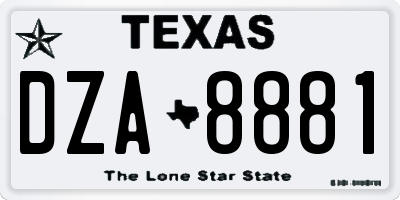 TX license plate DZA8881