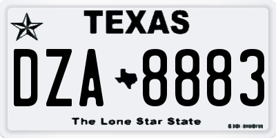 TX license plate DZA8883