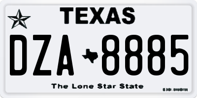 TX license plate DZA8885