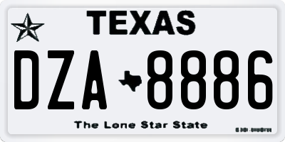 TX license plate DZA8886
