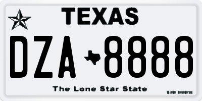 TX license plate DZA8888
