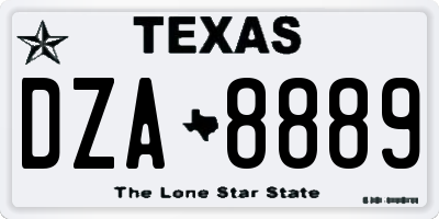 TX license plate DZA8889
