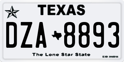 TX license plate DZA8893