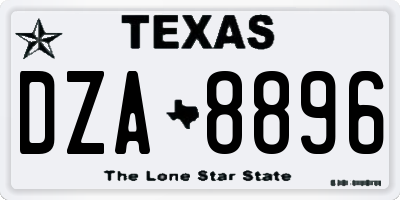 TX license plate DZA8896