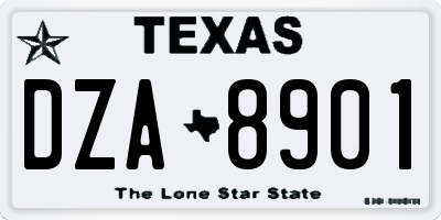 TX license plate DZA8901