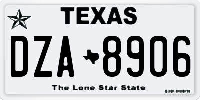 TX license plate DZA8906