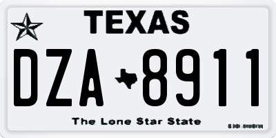 TX license plate DZA8911