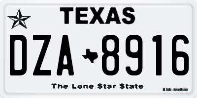 TX license plate DZA8916