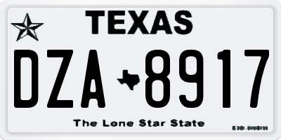 TX license plate DZA8917