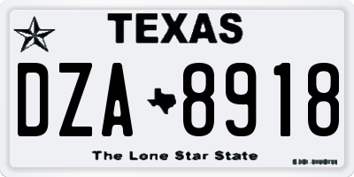 TX license plate DZA8918