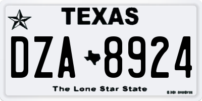 TX license plate DZA8924