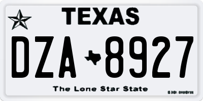 TX license plate DZA8927