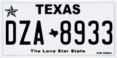 TX license plate DZA8933