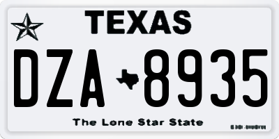 TX license plate DZA8935