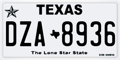 TX license plate DZA8936