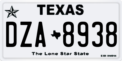 TX license plate DZA8938