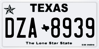 TX license plate DZA8939