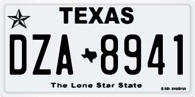 TX license plate DZA8941