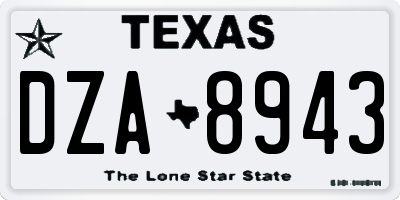 TX license plate DZA8943