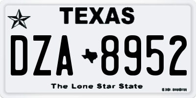 TX license plate DZA8952