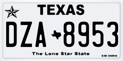 TX license plate DZA8953
