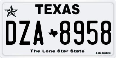TX license plate DZA8958
