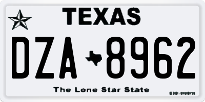 TX license plate DZA8962