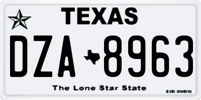 TX license plate DZA8963