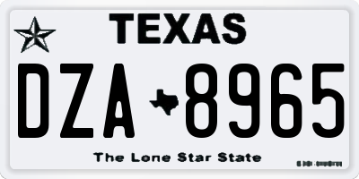 TX license plate DZA8965