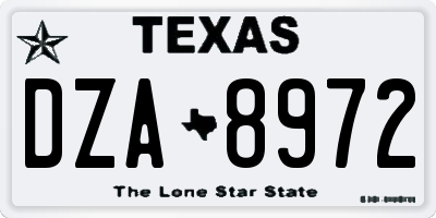 TX license plate DZA8972