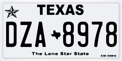 TX license plate DZA8978