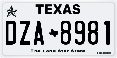 TX license plate DZA8981
