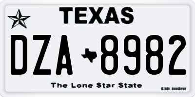 TX license plate DZA8982