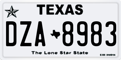 TX license plate DZA8983