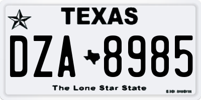 TX license plate DZA8985