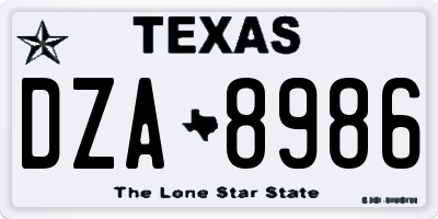 TX license plate DZA8986