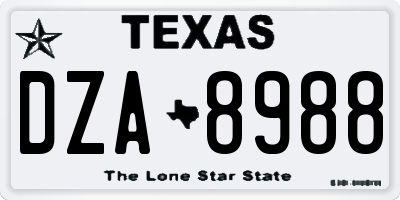 TX license plate DZA8988