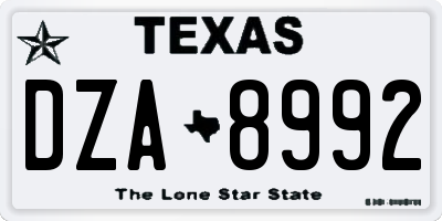 TX license plate DZA8992