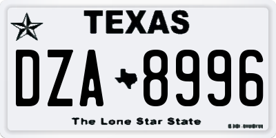 TX license plate DZA8996