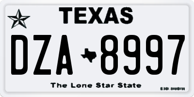 TX license plate DZA8997
