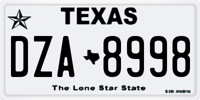 TX license plate DZA8998