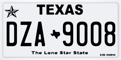 TX license plate DZA9008