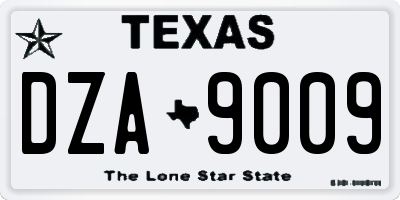 TX license plate DZA9009