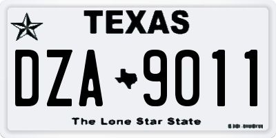 TX license plate DZA9011