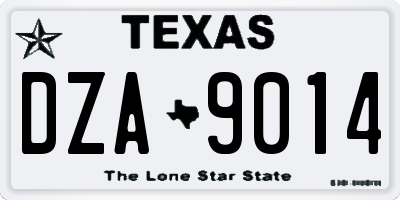 TX license plate DZA9014